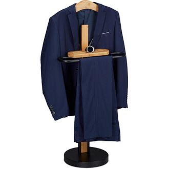 Relaxdays Relaxdays Valet, Con Estante, Independiente, Trajes Sin Arrugas, Bamb&uacute; Y Metal, 109 X 48 X 30 Cm, Negro/natural