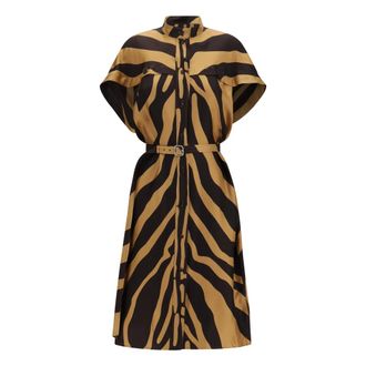 Ferragamo Abito Camicia in Twill - - Dresses - Donna - Marrone - S