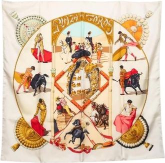 Herm&egrave;s Pre-owned Scarves, female, Multicolor, Size: ONE SIZE Pre-owned Plaza de Toros Silk Scarf