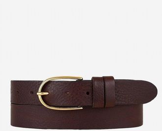 Amsterdam Heritage Womens Drika Smart Full Grain Leather Belt In Brown / Gold Buckle
