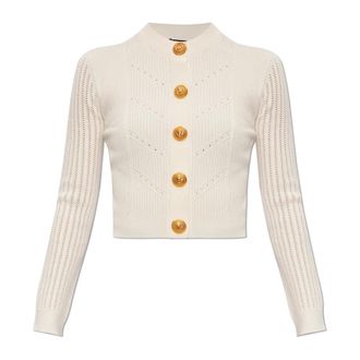 Balmain Cardigans, female, White, Size: 2XS Cardigan with Decorative Buttons