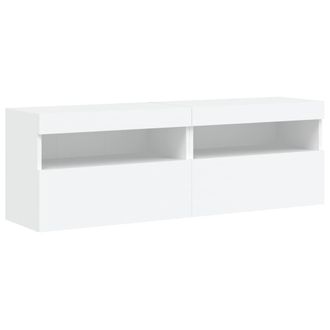 vidaXL Muebles De Tv De Pared Con Luces Led 2 Uds Blanco 60x30x40 Cm Vidaxl