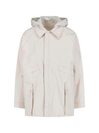 Christophe Lemaire White Technical Linen Hooded Waterproof Jacket