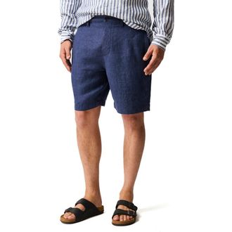 Rodd & Gunn Resort Flat Front Linen Bermuda Shorts in Marine at Nordstrom, Size 30