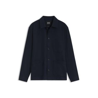 BOSS Relaxed-fit shirt in solid heavyweight flannel
