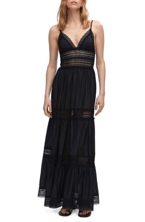 Mango Lace Panel Maxi Dress in Black at Nordstrom, Size 2