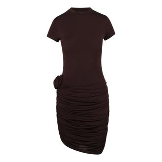 Rotate ROTATE Birger Christensen, Party Dresses, female, Brown, Size: S Mini dress with draped detailing