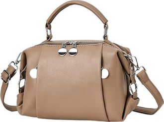 Generic Compatible For Leather Shoulder Bags Womens Handbag Crossbody Purse Ladies Tote Bag With Multiple Compartments Office Work(Khaki)