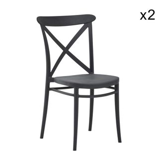 Konte Design Lote de 2 sillas de polipropileno antracita, apilables