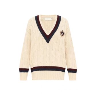 Zimmermann Gebreide trui met diepe V-hals - Dames - Truien - Beige - Maat: M Wol