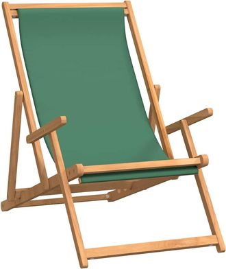 vidaXL Vidaxl - Silla De Playa Plegable De Madera Maciza De Teca Verde