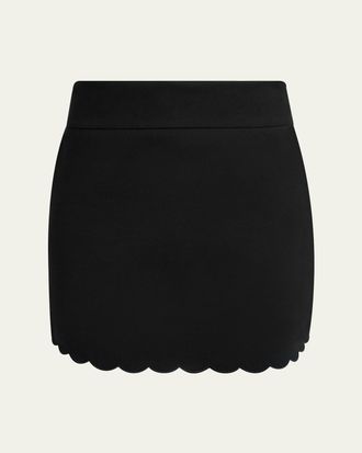 Chlo&eacute; Scalloped Soft Cavalry Mini Skirt