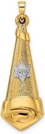 Diamond2Deal 14k Two-tone Gold Hollow Scroll and Star Pendant