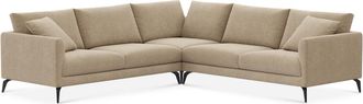 Castlery Lena L-Shaped Sectional Sofa Customized, (Washed Chenille) Sand (Matte Black Legs), Machine Washable, Removable Covers for Sofas, Castlery
