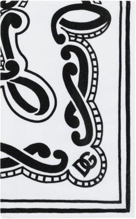 Dolce & Gabbana Donkerblauw en wit logo handdoek - Heren - Handdoeken - Wit - ONE Size - Home