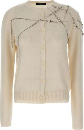 Fabiana Filippi Wol Zijde Kasjmier Vest - Dames - Vesten - Wit - S - Wol - Truien & Vesten