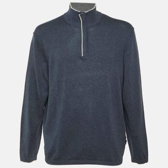 HUGO BOSS Boss By Hugo Boss Blue Cotton & Cashmere Knit Pewis Jumper XXL