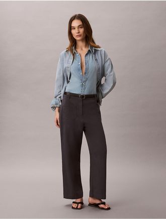 Calvin Klein Jeans Calvin Klein Womens Marcy Twill Wide Leg Pants - Blue - 10