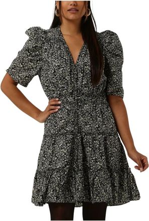 Second Female Mikka Waist Jurk - Dames - Korte kleedjes - Zwart - M - Polyester - Kleedjes