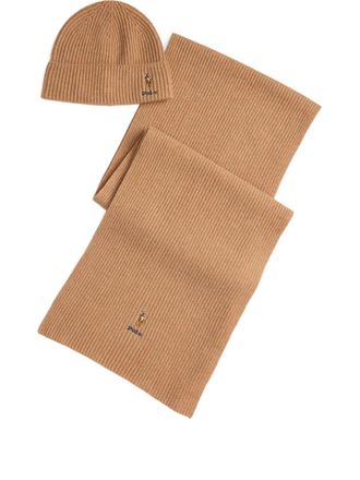 Polo Ralph Lauren ribbed beanie and scarf set - Brown