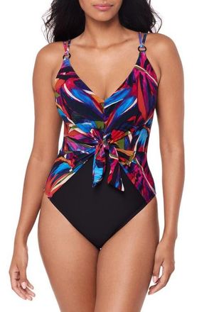 Magic Suit By Miraclesuit Mariachi Saki Tie Front One-Piece Swimsuit in Multi at Nordstrom, Size 10