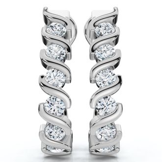 Pompeii3 3/8ct Diamond Hoop Earrings 14K White Gold