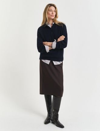 GANT Women Wool Blend Midi Pencil Skirt (44) DEEP BROWN