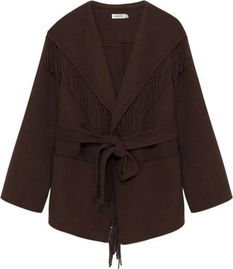 SIMKHAI Rowen Fringe Jacket - Dames - Zomerjassen - Bruin - XS - Wol - Jassen