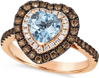 Le Vian Heart Collection 14K Rose Gold 1.81 Ct. Tw. Diamond & Aquamarine Ring