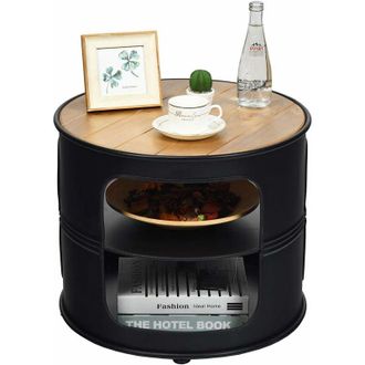 Costway Costway Mesa De Centro Mesa Auxiliar De Madera Y Metal 50x50x41,5 Cm Carga De 50kg Mesa De Caf&eacute; De 3 Niveles