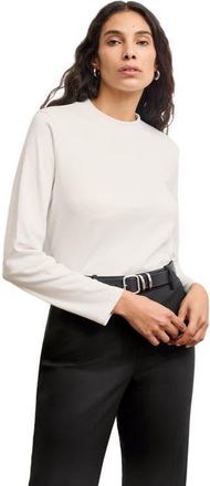 M.M.LaFleur Raquel Long-Sleeve Tee - Organic Pima Cotton in White at Nordstrom, Size X-Small