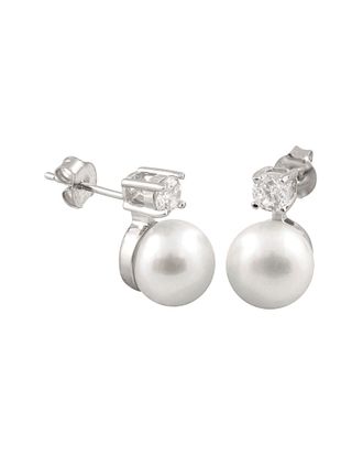 Splendid Pearls Silver 7.5-8Mm Mm Freshwater Pearl Earrings