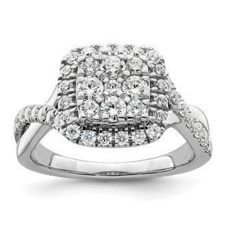 Diamond2Deal 14k White Gold Lab Grown Diamond Engagement Ring 1Ct Clarity- VS Color- G-H