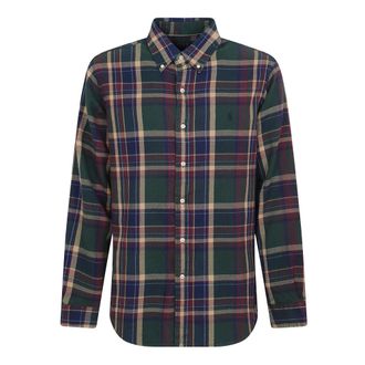 Ralph Lauren Overhemden, Heren, Groen, L, Katoen, Gestreken Flanellen Overhemd