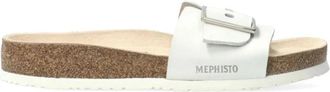 Mephisto Comfortabele dames slippers met Soft-Air technologie - Dames - Sandalen - Wit - 35 EU - Leer - Schoenen