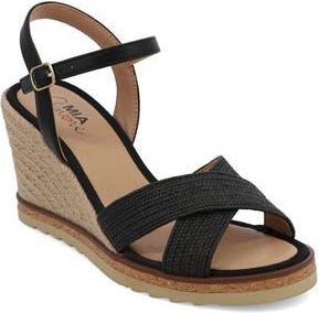 Mia Amore Allisha Espadrille Wedge Sandal in Black at Nordstrom Rack, Size 8.5