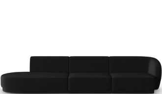 CXL by Christian Lacroix 4-Sitzer Designer Sofa Lionel mit Ottomane - Samtbezug Schwarz