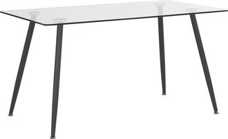 Beliani Beliani - Mesa De Comedor Transparente 140 X 80 Cm Tapa De Cristal Patas De Madera Rectangular Escandinava Moderna Midland