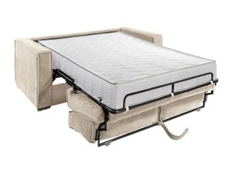 Vente-Unique Sof&aacute; cama de 3 plazas de pana beige - Somier de l&aacute;minas anchas de 140 cm - Colch&oacute;n viscoel&aacute;stico de 22 cm LORETO
