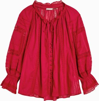Alice & Olivia Josephine Cotton Blouse - Dark Red - XS (UK6 / XS)