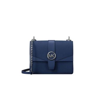 Michael Kors Greenwich Kleine Saffiano Leren Crossbody Tas - Dames - Tassen - Blauw - Maat: ONE Size Katoen