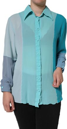 Dolce & Gabbana Womens Multicolor Long Sleeve Button Blouse Top Silk