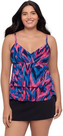 Trimshaper Leona V-Neckline Tankini Swimsuit Top in Nairobi Nights at Nordstrom, Size 22W