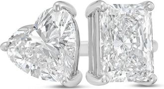 Diana M. Jewels Platinum 8ct Lab Grown Radiant & Heart Diamond Two-Stone Ring