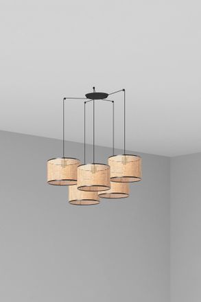 Faro Barcelona Faro Mambo - Luz Colgante De Racimo Cil&iacute;ndrico Triple Negro, E27