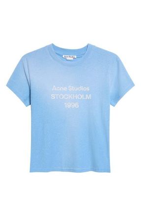 Acne Studios Etza U 1996 Strayed Logo Cotton & Hemp Graphic T-Shirt in Cornflower Blue at Nordstrom, Size X-Small