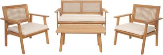 Nordlys Conjunto de jard&iacute;n en rat&aacute;n y madera beige