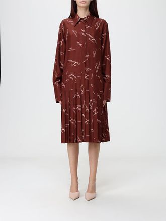 Paul Smith Silk Blend Mini Shirt Dress with Slogan Print and Pleated Skirt