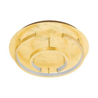 Loops Flush Ceiling Light Colour Gold Coloured Shade White Plastic Bulb LED 18W