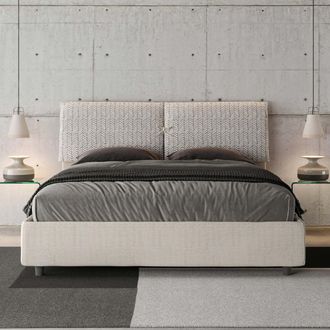 Itamoby Itamoby - Letto Matrimoniale Contenitore Imbottito 160x190 Tessuto Aragona 1 Bianco Mados
